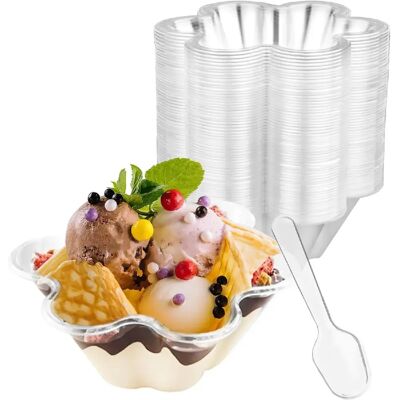 Vendos85 Lot de 60 Verrines Dessert PET avec Cuillères - Publicité Vendos85 Lot de 60 Verrines Dessert PET avec Cuillères - Publicité