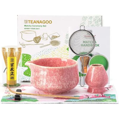 Vendos85 Set de cérémonie matcha rose 7 pièces avec bol et fouet - Publicité Vendos85 Set de cérémonie matcha rose 7 pièces avec bol et fouet - Publicité