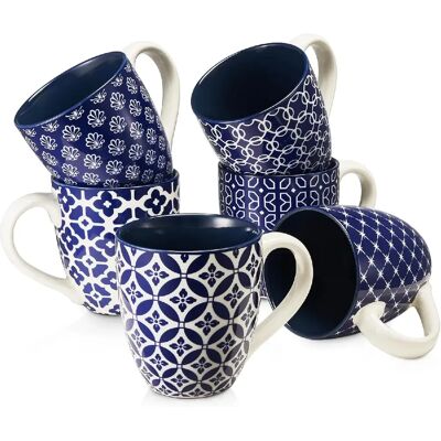 Vendos85 Ensemble de 6 Tasses à Café Bleue et Blanche 560 ml - Publicité Vendos85 Ensemble de 6 Tasses à Café Bleue et Blanche 560 ml - Publicité