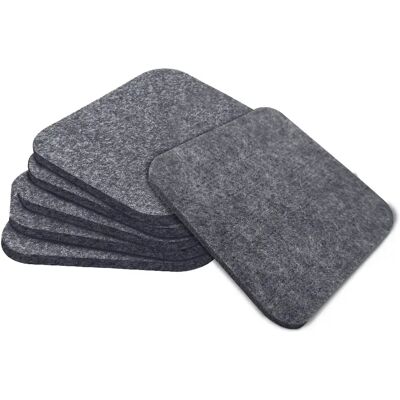 VerCart Lot de 6 sous-verres carrés en feutre polyester gris - 16 x 16 cm - Publicité VerCart Lot de 6 sous-verres carrés en feutre polyester gris - 16 x 16 cm - Publicité