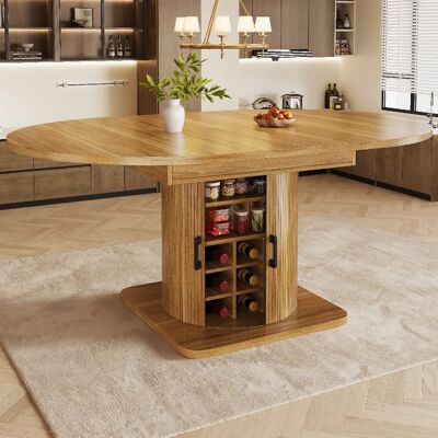 lemonbest Îlot de cuisine 118-158x118x76 cm rangements porte-verres marron foncé - Publicité lemonbest Îlot de cuisine 118-158x118x76 cm rangements porte-verres marron foncé - Publicité