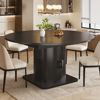 lemonbest Îlot de cuisine 118-158x118x76 cm extensible rangements porte-verres noir - Publicité lemonbest Îlot de cuisine 118-158x118x76 cm extensible rangements porte-verres noir - Publicité