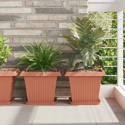vidaXL Plateau carré à fleurs 24 pcs Rouge brique 25,5 x 25,5 x 2,5 cm - Publicité vidaXL Plateau carré à fleurs 24 pcs Rouge brique 25,5 x 25,5 x 2,5 cm - Publicité