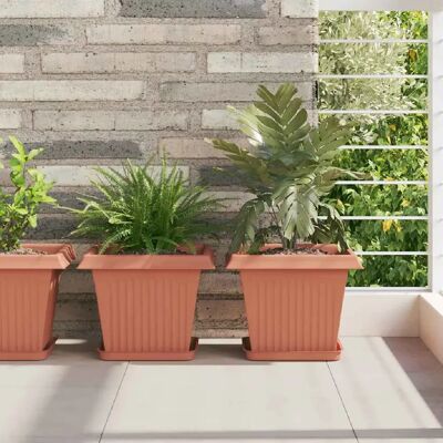 vidaXL Plateau carré à fleurs 24 pcs Rouge brique 21 x 21 x 2 cm - Publicité vidaXL Plateau carré à fleurs 24 pcs Rouge brique 21 x 21 x 2 cm - Publicité