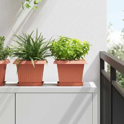 vidaXL Plateau carré à fleurs 24 pcs Rouge brique 18 x 18 x 2 cm - Publicité vidaXL Plateau carré à fleurs 24 pcs Rouge brique 18 x 18 x 2 cm - Publicité