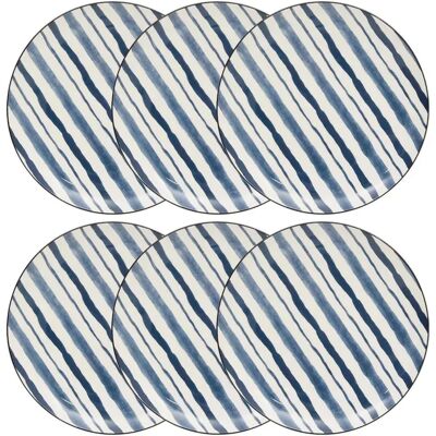 Secret De Gourmet Lot de 6 Assiettes Plates Umami Rayure 26cm Bleu - Publicité Secret De Gourmet Lot de 6 Assiettes Plates Umami Rayure 26cm Bleu - Publicité
