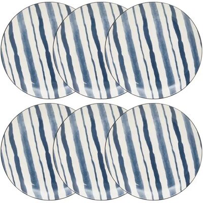 Secret De Gourmet Lot de 6 Assiettes à Dessert Umami Rayure 19cm Bleu - Publicité Secret De Gourmet Lot de 6 Assiettes à Dessert Umami Rayure 19cm Bleu - Publicité