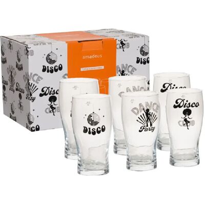 Amadeus Coffret 6 verres à bière Disco - Publicité Amadeus Coffret 6 verres à bière Disco - Publicité