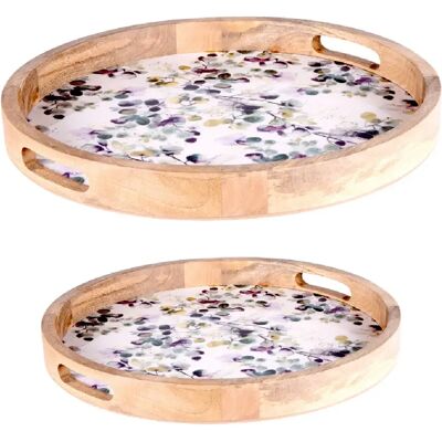 Table passion Plateau de service rond - Vert et beige - Publicité Table passion Plateau de service rond - Vert et beige - Publicité