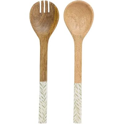 Secret De Gourmet Lot de 2 Couverts à Salade en Bois Inaya 30cm Vert Olive - Publicité Secret De Gourmet Lot de 2 Couverts à Salade en Bois Inaya 30cm Vert Olive - Publicité
