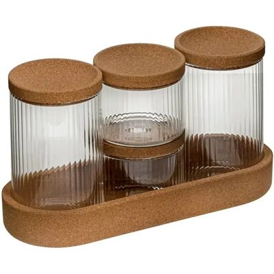 Five Simply Smart Lot de 4 Pots Avec Plateau Liège 26cm Marron - Publicité Five Simply Smart Lot de 4 Pots Avec Plateau Liège 26cm Marron - Publicité