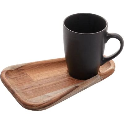 Woodart Mug en Porcelaine 350 ml avec Plateau en Bois 22x15 cm - Publicité Woodart Mug en Porcelaine 350 ml avec Plateau en Bois 22x15 cm - Publicité