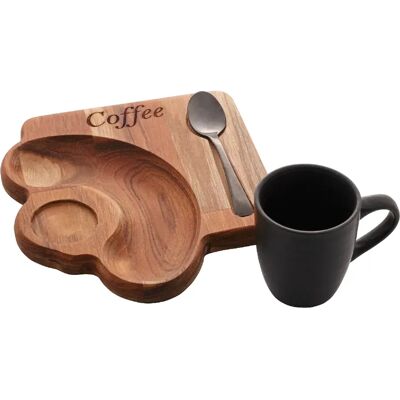 Woodart Tasse à Café en Porcelaine avec Plateau en Bois 93 ml - Publicité Woodart Tasse à Café en Porcelaine avec Plateau en Bois 93 ml - Publicité