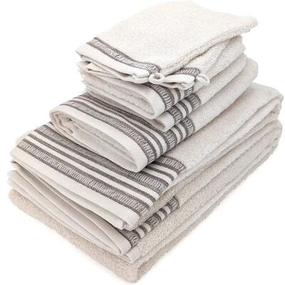 Linnea Parure de bain coton DRY 7 pièces - Beige - Publicité Linnea Parure de bain coton DRY 7 pièces - Beige - Publicité