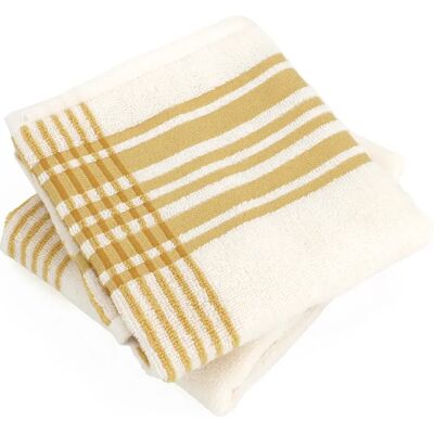 Linnea lot de 2 serviettes invité coton Ribbon - Jaune - Publicité Linnea lot de 2 serviettes invité coton Ribbon - Jaune - Publicité