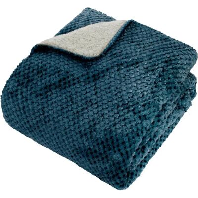 ATMOSPHERA Plaid Sherpa en Flanelle Lyno 130x170cm Bleu - Publicité ATMOSPHERA Plaid Sherpa en Flanelle Lyno 130x170cm Bleu - Publicité
