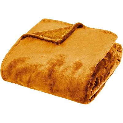 ATMOSPHERA Plaid en Flanelle Cuddly 180x230cm Jaune Cumin - Publicité ATMOSPHERA Plaid en Flanelle Cuddly 180x230cm Jaune Cumin - Publicité