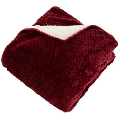 ATMOSPHERA Plaid Sherpa en Flanelle Lyno 130x170cm Rouge Grenat - Publicité ATMOSPHERA Plaid Sherpa en Flanelle Lyno 130x170cm Rouge Grenat - Publicité