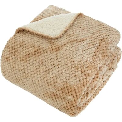 ATMOSPHERA Plaid Sherpa en Flanelle Lyno 130x170cm Beige - Publicité ATMOSPHERA Plaid Sherpa en Flanelle Lyno 130x170cm Beige - Publicité