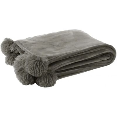 J-Line - Plaid Pompom - Gris - Couverture - Publicité J-Line - Plaid Pompom - Gris - Couverture - Publicité
