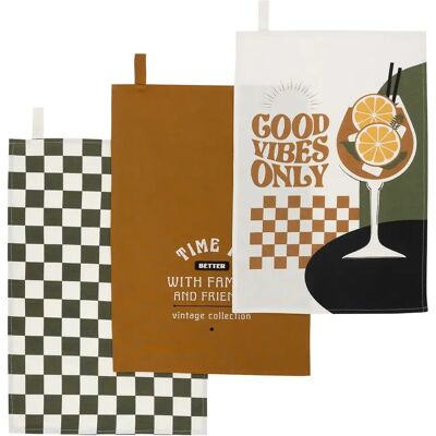 ATMOSPHERA Lot de 3 Torchons Family Corner 45x70cm Multicolore - Publicité ATMOSPHERA Lot de 3 Torchons Family Corner 45x70cm Multicolore - Publicité