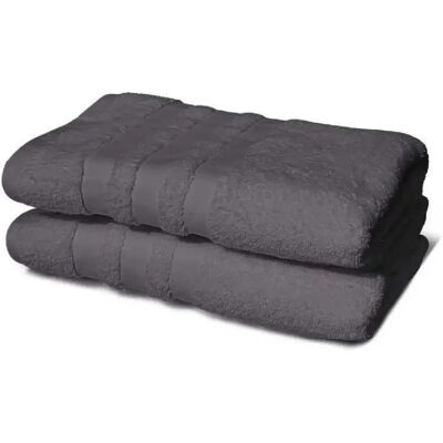 LOVELY HOME Lot de 2 Serviettes de Bain 70 x 140 cm - Anthracite - Publicité LOVELY HOME Lot de 2 Serviettes de Bain 70 x 140 cm - Anthracite - Publicité