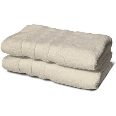 LOVELY HOME Set de 2 serviettes et 2 draps de bain - Beige - Coton 500 g/m² - Publicité LOVELY HOME Set de 2 serviettes et 2 draps de bain - Beige - Coton 500 g/m² - Publicité