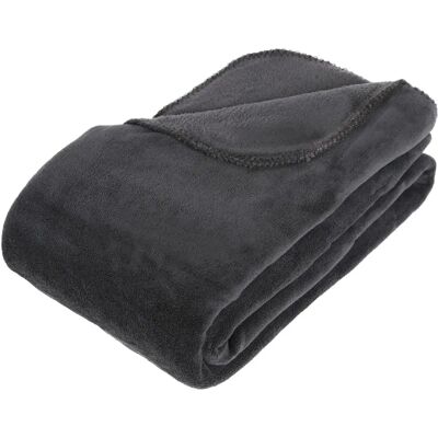 ATMOSPHERA Plaid en microfibre - 180 x 230 cm - Gris - Publicité ATMOSPHERA Plaid en microfibre - 180 x 230 cm - Gris - Publicité