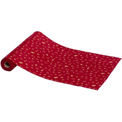 ATMOSPHERA Chemin de table de Noël Sapin effet velours - Rouge et doré - Publicité ATMOSPHERA Chemin de table de Noël Sapin effet velours - Rouge et doré - Publicité