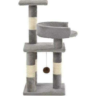 Helloshop26 Arbre à Chat Gris avec Niche en Sisal - 65cm - Publicité Helloshop26 Arbre à Chat Gris avec Niche en Sisal - 65cm - Publicité