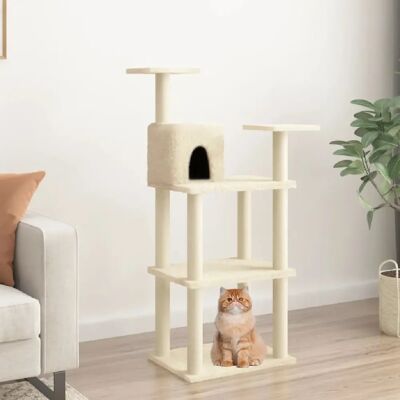 Arbre à Chat avec Colonnes à Griffer en Sisal Crème 119 cm - Meuble pour Chat - Publicité Arbre à Chat avec Colonnes à Griffer en Sisal Crème 119 cm - Meuble pour Chat - Publicité