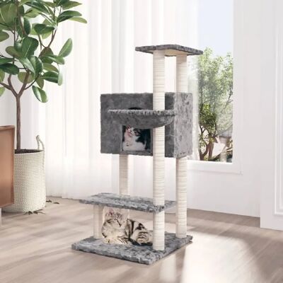 Arbre à Chat avec Postes en Sisal Gris Clair - arbre pour chats - Publicité Arbre à Chat avec Postes en Sisal Gris Clair - arbre pour chats - Publicité