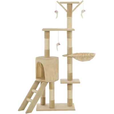 Helloshop26 - Arbre à Chat Beige 138cm avec Sisal et Jouets - Publicité Helloshop26 - Arbre à Chat Beige 138cm avec Sisal et Jouets - Publicité
