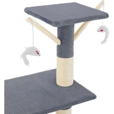 Helloshop26 Arbre à Chat - 142cm Gris Multi-Plateformes - Publicité Helloshop26 Arbre à Chat - 142cm Gris Multi-Plateformes - Publicité