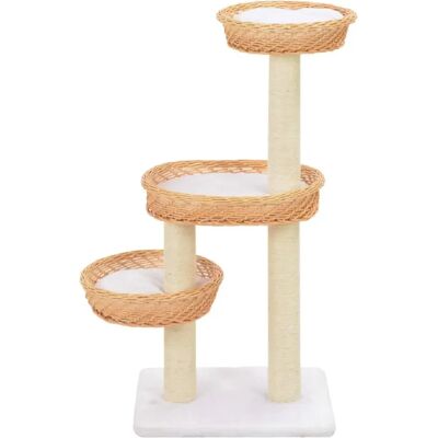Arbre à Chat en Bois Naturel Helloshop26 - 80cm - Publicité Arbre à Chat en Bois Naturel Helloshop26 - 80cm - Publicité