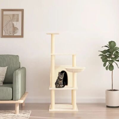 Arbre à chat avec poteaux en sisal - 132cm vidaXL - Publicité Arbre à chat avec poteaux en sisal - 132cm vidaXL - Publicité