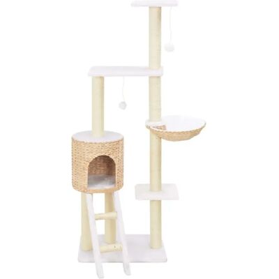Helloshop26 - Arbre à Chat Beige - 146cm - Fait main, Sisal, Peluche - Publicité Helloshop26 - Arbre à Chat Beige - 146cm - Fait main, Sisal, Peluche - Publicité