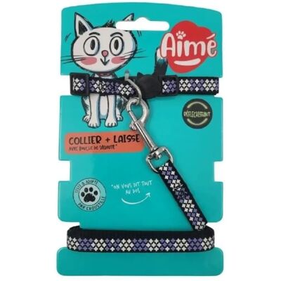 AIMÉ Collier & Laisse Violet Réfléchissant pour Chat - Collier & Laisse - Publicité AIMÉ Collier & Laisse Violet Réfléchissant pour Chat - Collier & Laisse - Publicité