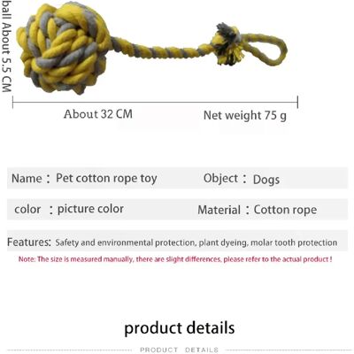 General MZHQ 1 corde tressée en coton de couleur unie pour dressage des molaires du Labrador, résistante aux morsures, nettoyage des dents, jouet pour chien, balle, fournitures pour chiens~04124 - Publicité General MZHQ 1 corde tressée en coton de couleur unie pour dressage des molaires du Labrador, résistante aux morsures, nettoyage des dents, jouet pour chien, balle, fournitures pour chiens~04124 - Publicité