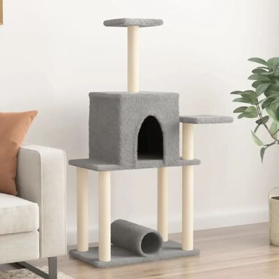 vidaXL Arbre à chat avec poteaux à gratter en sisal 122 cm - gris clair - Publicité vidaXL Arbre à chat avec poteaux à gratter en sisal 122 cm - gris clair - Publicité