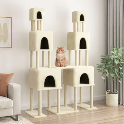 Arbre à chat avec poteaux en sisal - 199 cm - vidaXL - Publicité Arbre à chat avec poteaux en sisal - 199 cm - vidaXL - Publicité