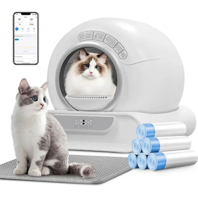 Générique Bac à litière auto-nettoyante chat 65L+9L, contrôle app, tapis + 6 sacs - Publicité Générique Bac à litière auto-nettoyante chat 65L+9L, contrôle app, tapis + 6 sacs - Publicité