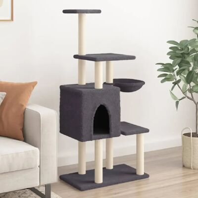 vidaXL Arbre à chat avec poteaux à gratter en sisal 131 cm - gris foncé (172129) - Publicité vidaXL Arbre à chat avec poteaux à gratter en sisal 131 cm - gris foncé (172129) - Publicité