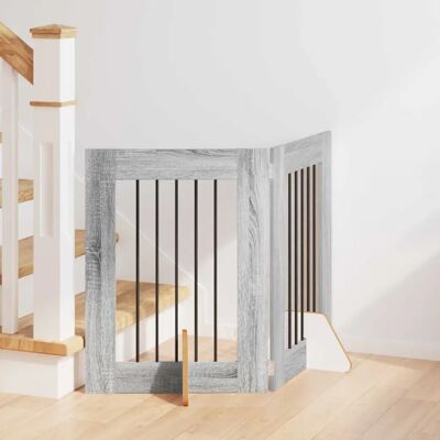 vidaXL Porte de chien pliable avec supports 2 pcs Sonoma gris 120,5 cm - Publicité vidaXL Porte de chien pliable avec supports 2 pcs Sonoma gris 120,5 cm - Publicité