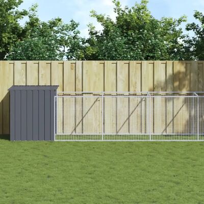 Maison pour chiens avec enclos - Acier, 110x1017x110 cm - Publicité Maison pour chiens avec enclos - Acier, 110x1017x110 cm - Publicité