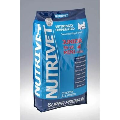 Nutrivet Super Premium Nourriture Junior pour Chiens - Pour petites races - Publicité Nutrivet Super Premium Nourriture Junior pour Chiens - Pour petites races - Publicité