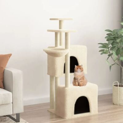 vidaXL Arbre à chat avec poteaux à griffes en sisal et 2 maisons 122 cm - crème (172052) - Publicité vidaXL Arbre à chat avec poteaux à griffes en sisal et 2 maisons 122 cm - crème (172052) - Publicité
