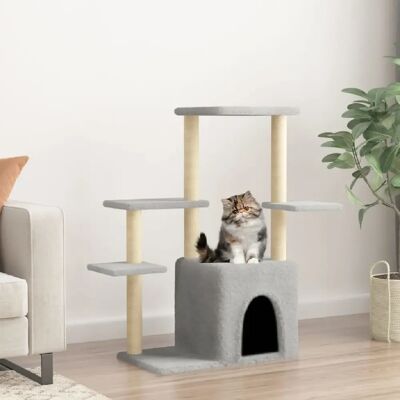 vidaXL Arbre à chat avec poteaux en sisal 97,5 cm - gris clair - Publicité vidaXL Arbre à chat avec poteaux en sisal 97,5 cm - gris clair - Publicité