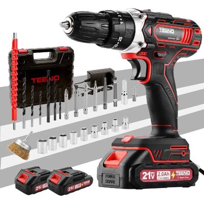 TEENO 45Nm Perceuse Visseuse Sans Fil 21V Pour Batterie Makita 2x2.0Ah Batteries - Publicité TEENO 45Nm Perceuse Visseuse Sans Fil 21V Pour Batterie Makita 2x2.0Ah Batteries - Publicité