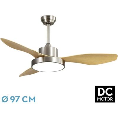 Ventilateur de plafond Fabrilamp Hayate - Nickel, 3 pales, LED 24W, 6 vitesses - Publicité Ventilateur de plafond Fabrilamp Hayate - Nickel, 3 pales, LED 24W, 6 vitesses - Publicité